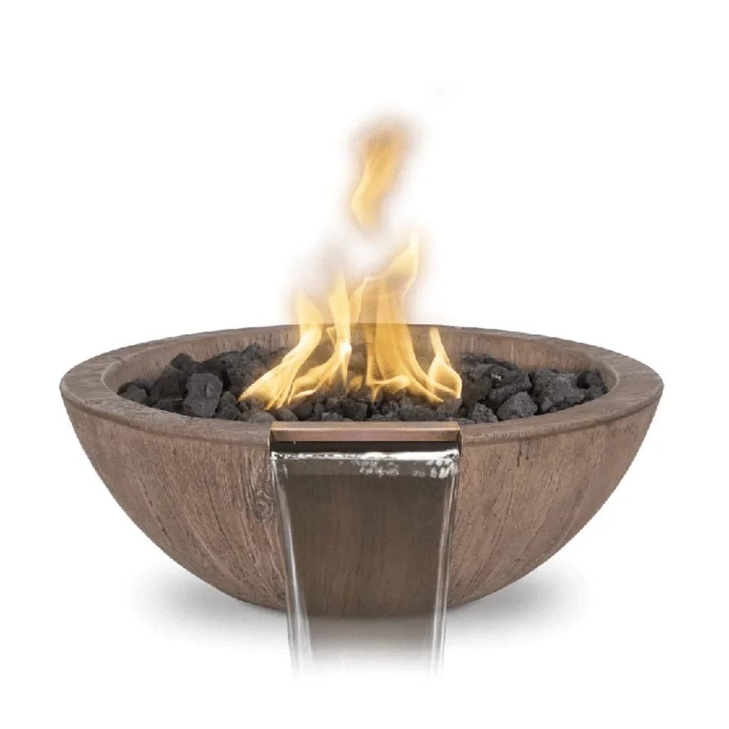 The Outdoor Plus 27-inch Sedona Fire and Water Bowl with Oak Finish