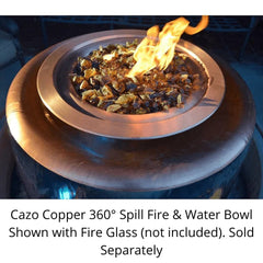 The Outdoor Plus Cazo Copper Fire and 360 Spill Water Bowl with Fire Glass