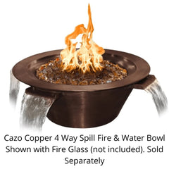 The Outdoor Plus Cazo Copper 4 Way Spill Fire and Water Bowl with Fire Glass