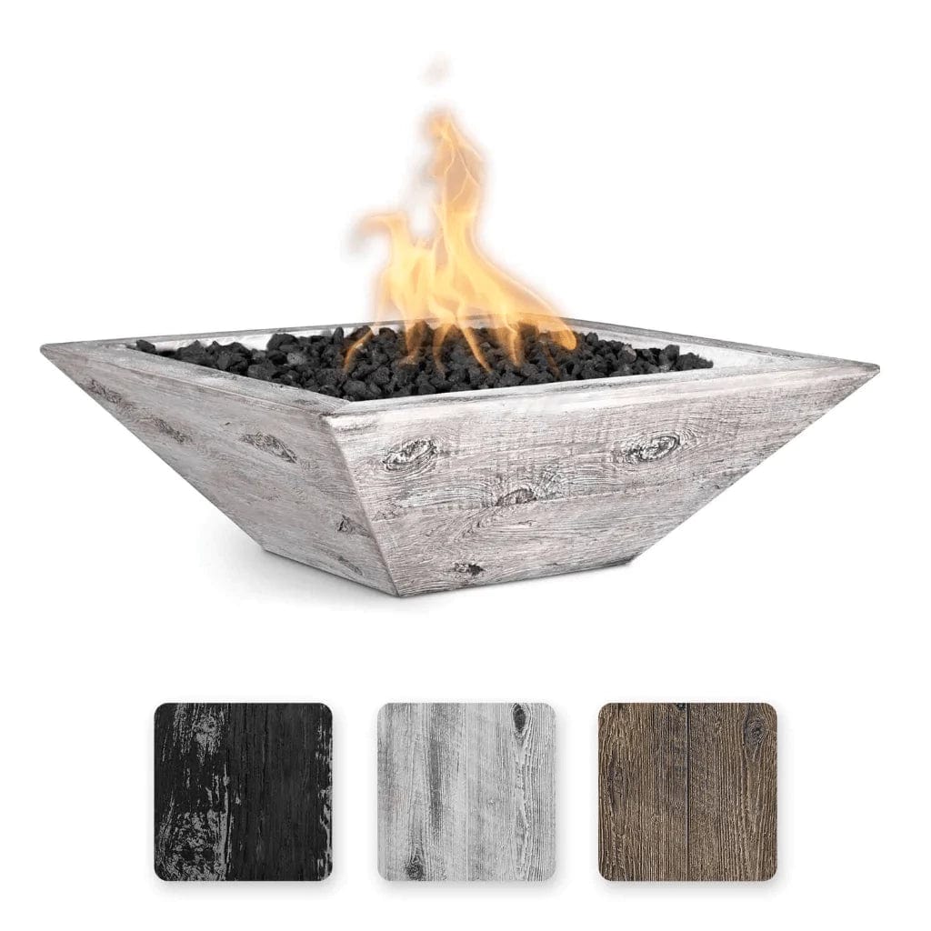 The Outdoor Plus Maya Square Fire Bowl Ivory Finish with 3 Different Finish