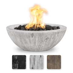 The Outdoor Plus 27-inch Sedona Wood Grain Fire Bowl Ivory Finish with 3 Different Finish Color