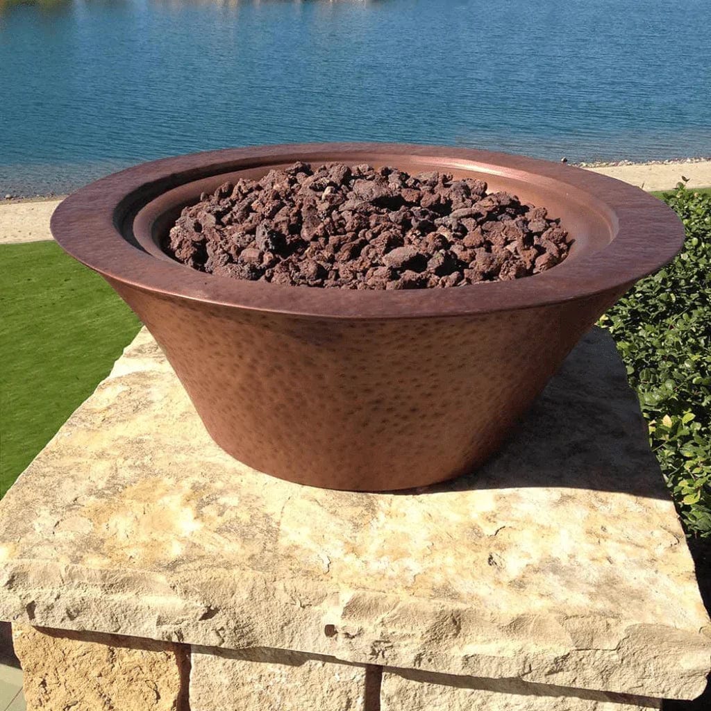 The Outdoor Plus Cazo Fire Bowl Hammered Copper Finish with NO Fire