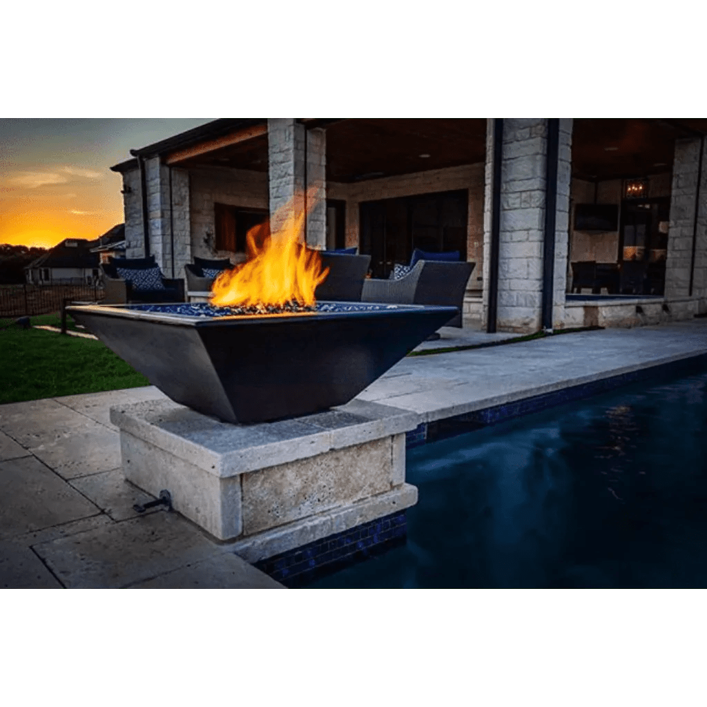 The Outdoor Plus Maya Fire Bowl Night View in the Pool Area