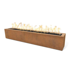 The Outdoor Plus Eaves Fire Pit Corten Steel Finish with White Background