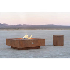 The Outdoor Plus Square Cabo Fire Pit with Tank Cover in Outdoor View