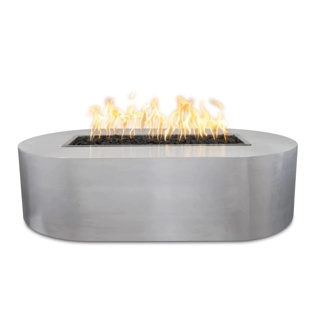 The Outdoor Plus Bispo Fire Pit Stainless Steel Finish with White Background