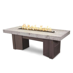 The Outdoor Plus Alameda Wood Grain Fire Table Ivory Finish with White Background