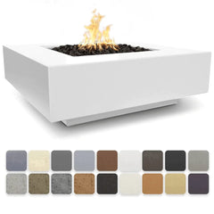 The Outdoor Plus Cabo Square Fire Pit White Finish with Different Color Finish