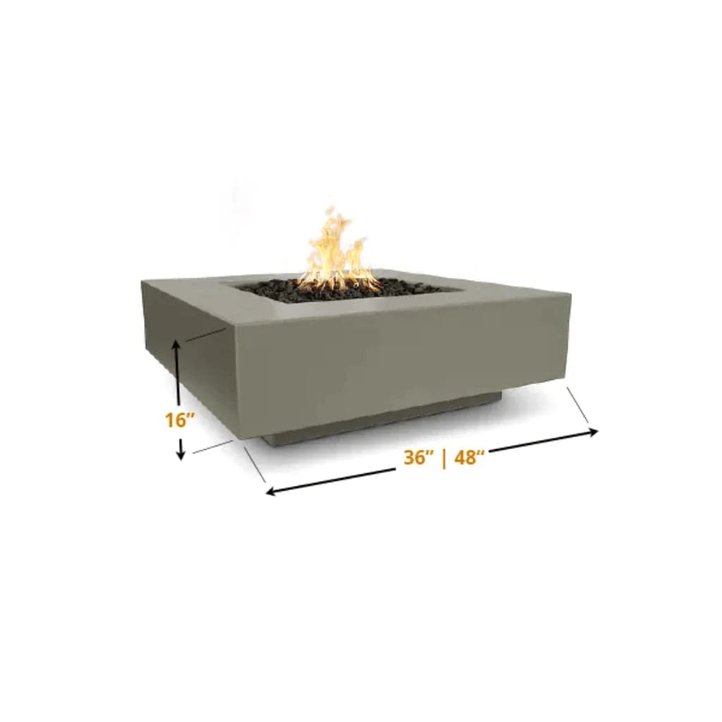 The Outdoor Plus Cabo 16x36-inch or 16x48-inch Square Fire Pit with White Background