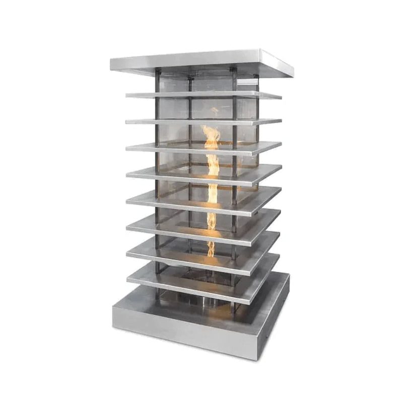 The Outdoor Plus High Rise Fire Tower Stainless Steel Finish with White Background