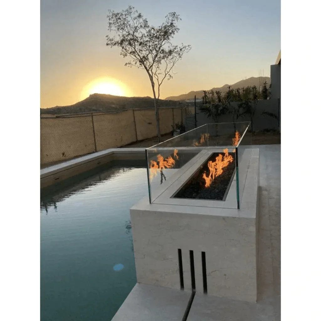 The Outdoor Plus Cabo Fire Pit with Glass on Top and Pool in the side