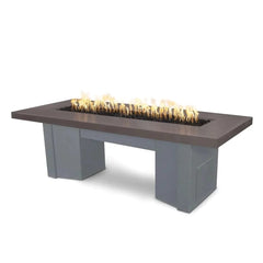 The Outdoor Plus Alameda Fire Table with Grey Base and Chestnut on Top