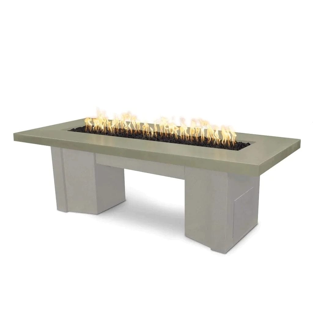 The Outdoor Plus Alameda Fire Table with White Base and Vanilla on Top
