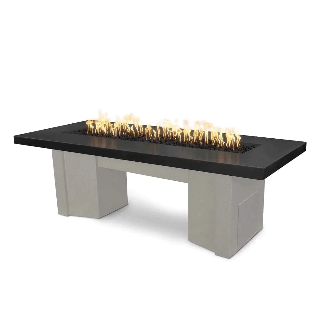 The Outdoor Plus Alameda Fire Table with White Base and Black on Top
