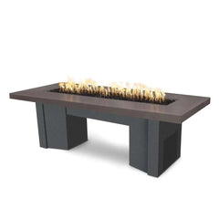 The Outdoor Plus Alameda Fire Table with Silver Base and Ash on Top