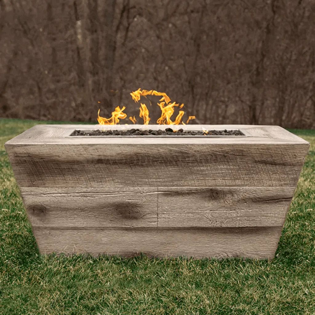 The Outdoor Plus Plymouth Wood Grain Fire Pit in Backyard View