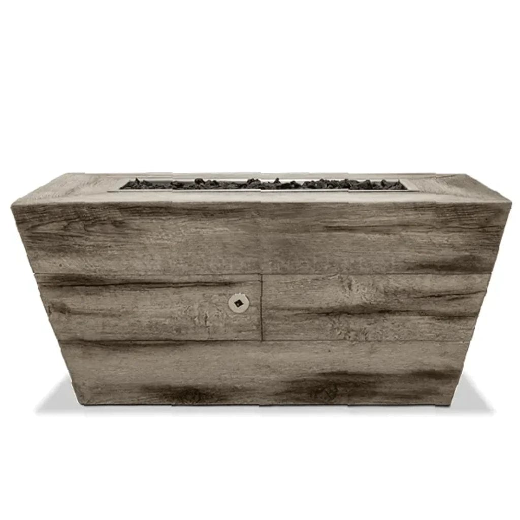 The Outdoor Plus Plymouth Wood Grain Fire Pit in White Background