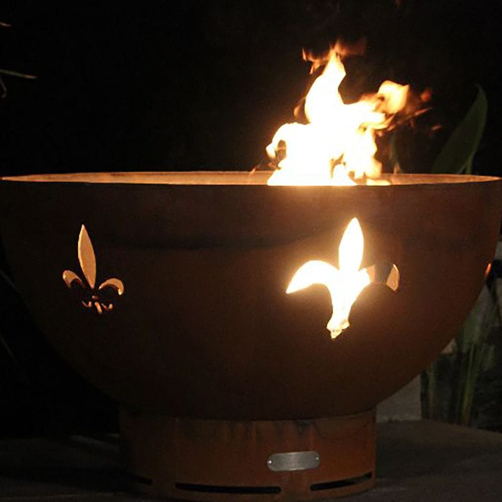 Fire Pit Art FDL Fleur de Lis Gas Fire Pit with Penta 24-Inch Burner
