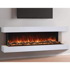 Modern Flames Premium Wall Mount Cabinet White Finish Install in Wall with TV on Top