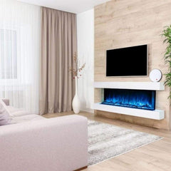 Modern Flames Premium Wall Mount Cabinet White Finish Install in Living Area