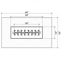 Warming Trends Crossfire 30-inch Burner 60x36-inch Firetable Specification Drawing