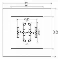 Warming Trends Crossfire 21.5x21.5-inch Burner 54x54-inch Firetable Specification Drawing