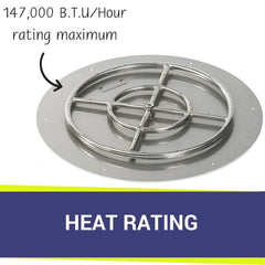 American Fire Glass SS-RFPSIT Round Stainless Steel Flat Pan with S.I.T. System and Fire Pit Ring