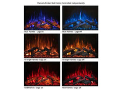 Modern Flames 54-inch Redstone Fireplace Flame & Ember Bed Colors Controlled Independently with Blue Flames Logs On Off, Orange Flames Logs On Off, and Red Flames Logs On Off
