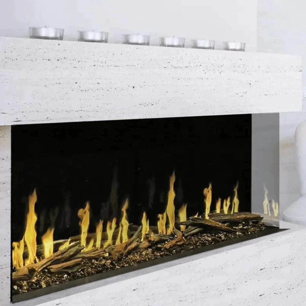 Modern Flames Orion Multi Heliovision Fireplace with Cream White Finish Wall