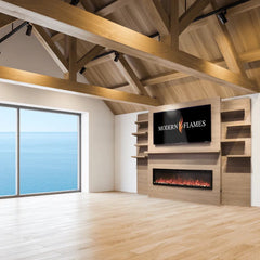 Modern Flames Allwood Fireplace Wall System in One Room View