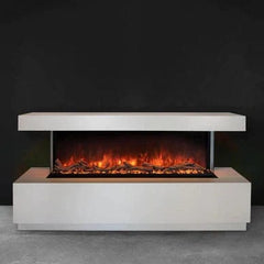 Modern Flames Pro Multi-Sided Built In Electric Fireplace with White Finish Red Flames and Black Background