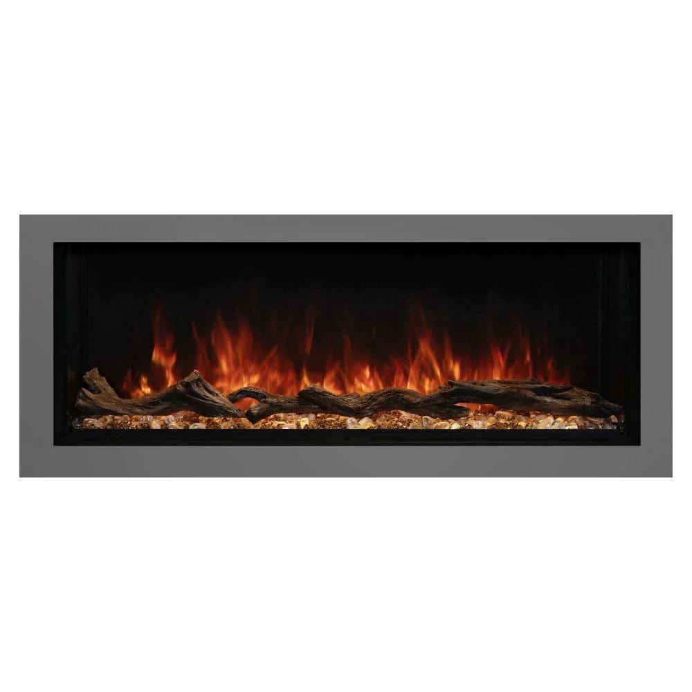 Modern Flames Pro Multi-Sided Built In Electric Fireplace with Red Flame and White Background