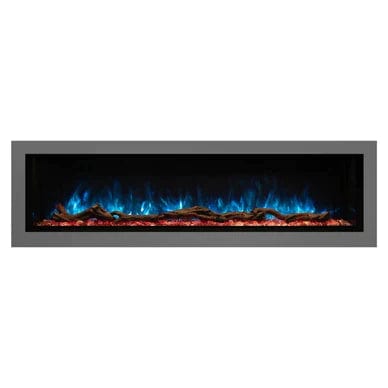 Modern Flames Pro Multi-Sided Built In Electric Fireplace with Light Blue Flame and White Background
