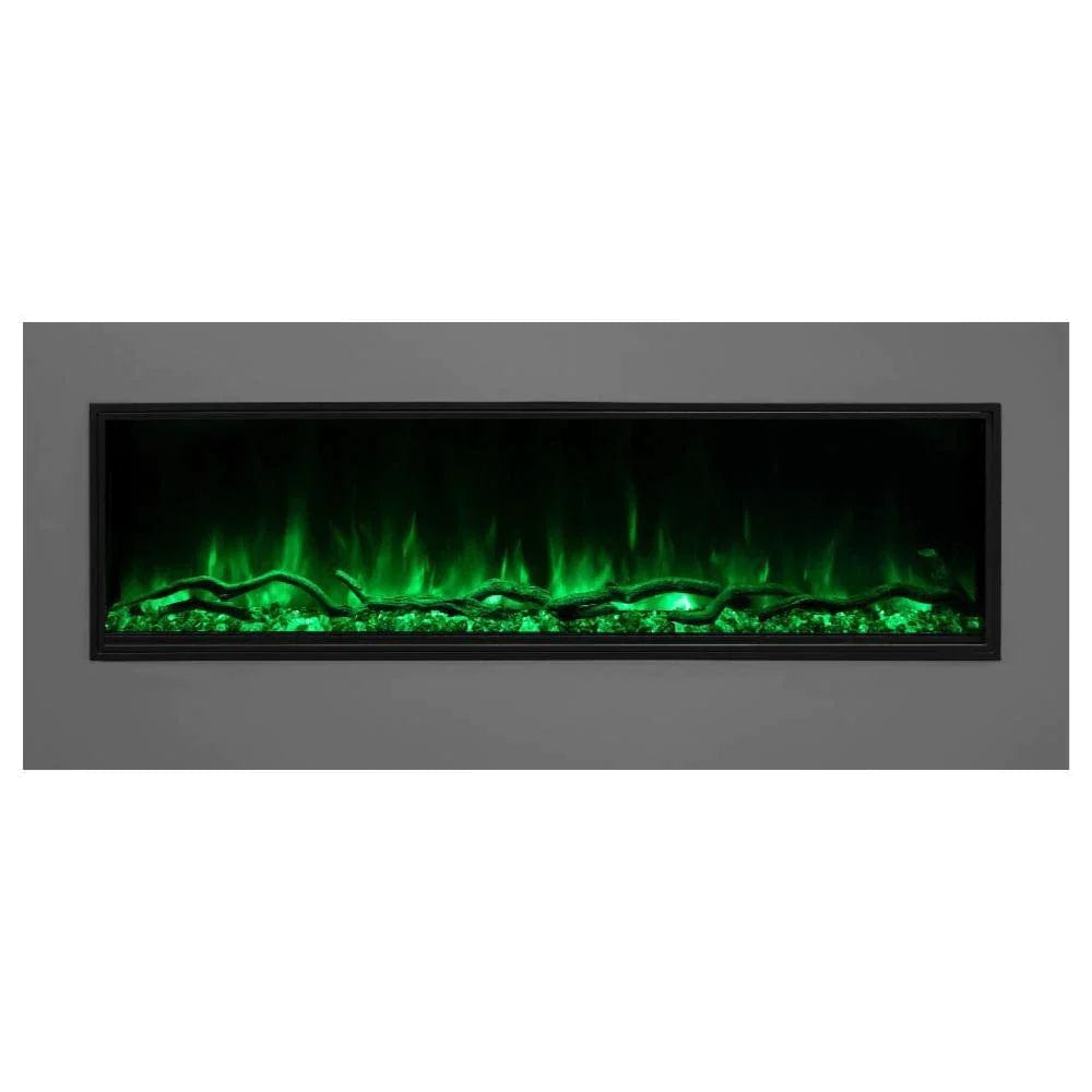 Modern Flames Electric Fireplace and Green Flame with White Background