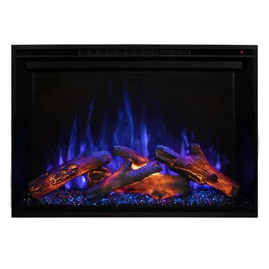Modern Flames Built-In Electric Fireplace with Purple Flame and White Background
