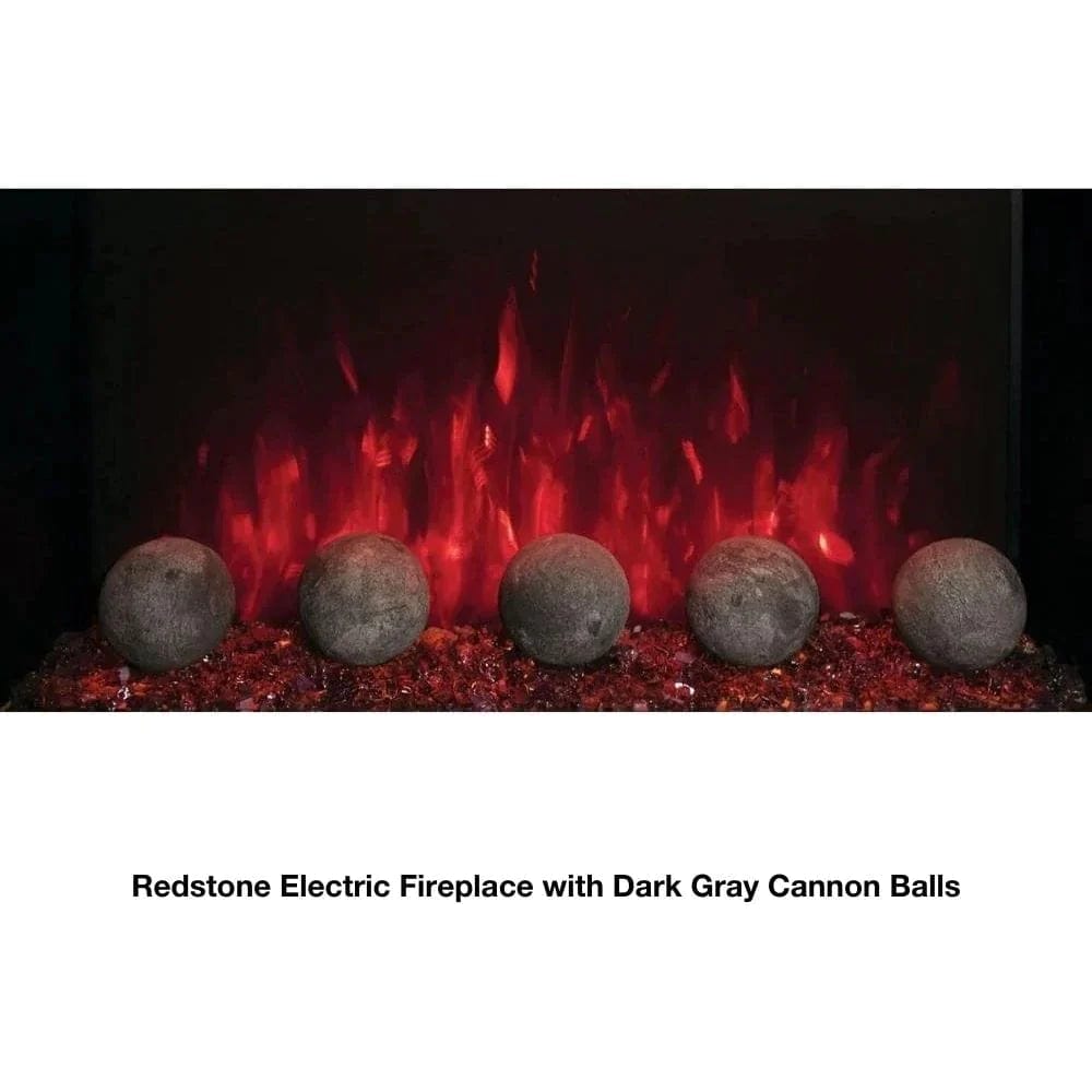 Modern Flames 42-inch Redstones Electric Fireplace with 5 Set Dark Grey Cannon Balls