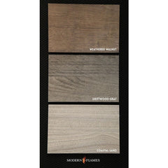 Modern Flames Allwood Fireplace with Alternate Finish Color Weathered Walnut, Driftwood Gray and Coastal Sand