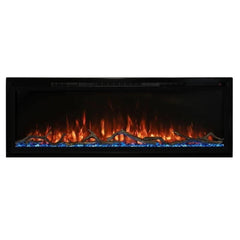 Modern Flames Spectrum Slimline Wall Mount Recessed Electric Fireplace with Red Flame and Blue Crystal Diamond Below