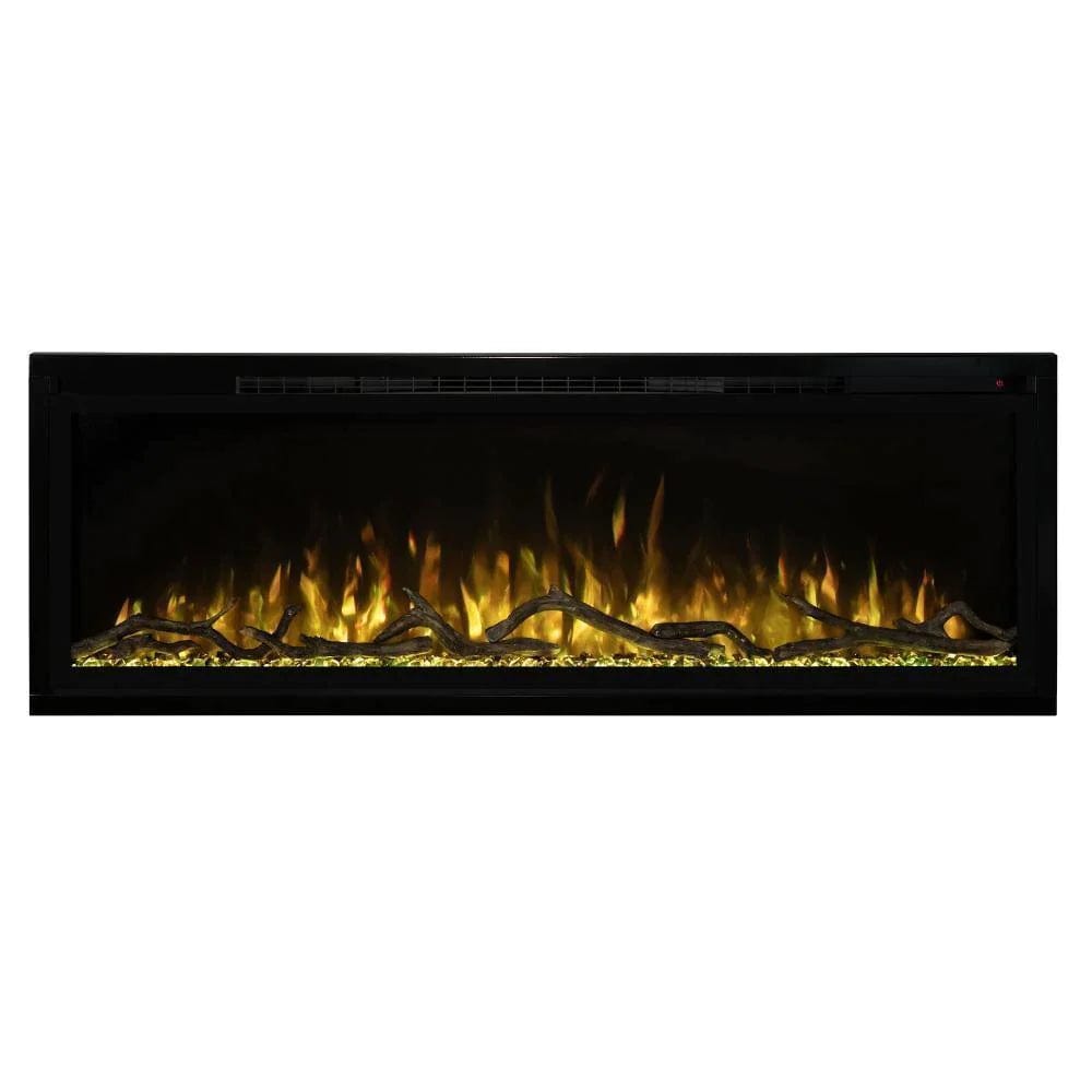 Modern Flames Spectrum Slimline Wall Mount Recessed Electric Fireplace with Yellow Flame and White Background