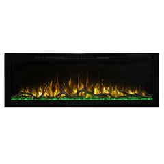 Modern Flames Spectrum Slimline Wall Mount Recessed Electric Fireplace with Yellow Flame and Green Crystal Diamond