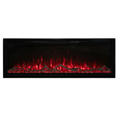 Modern Flames Spectrum Slimline Wall Mount Recessed Electric Fireplace with Red Flame and White Background