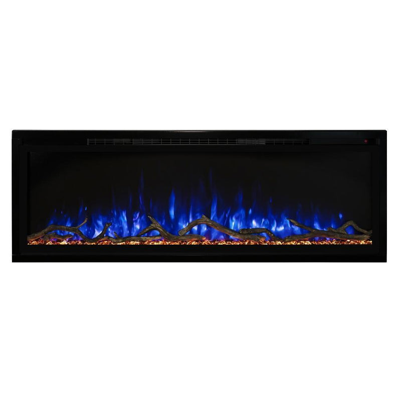 Modern Flames Spectrum Slimline Wall Mount Recessed Electric Fireplace with Light Blue Flame and Red Crystal Diamond