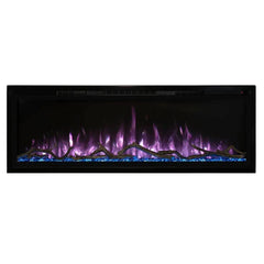 Modern Flames Spectrum Slimline Wall Mount Recessed Electric Fireplace with Light Pink Flame and Blue Crystal Diamond