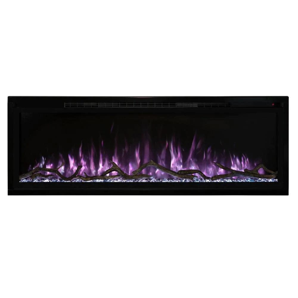 Modern Flames Spectrum Slimline Wall Mount Recessed Electric Fireplace with Light Pink Flame and Grey Crystal Diamond