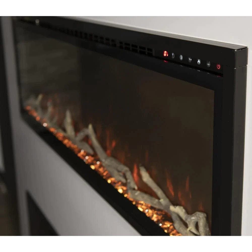 Modern Flames Spectrum Slimline Wall Mount Recessed Electric Fireplace with Red Flame Side View