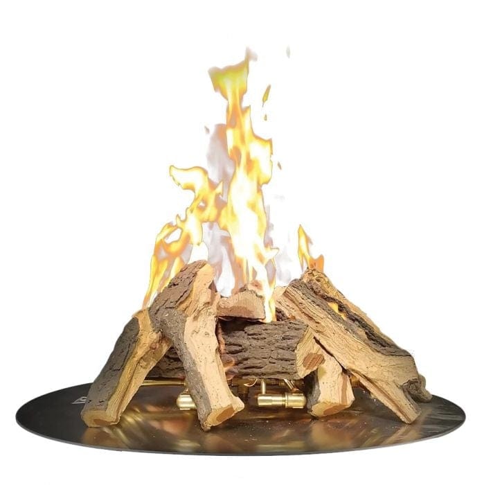 Warming Trends Mountain Split, 8 PC Log Set For 24-30-Inch Pits with White Background and Orange Fire
