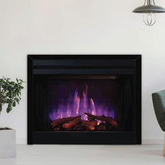 Superior MPE-N Built-In Electric Fireplace with Charred Split Oak Log Set and Glowing Ember Bed