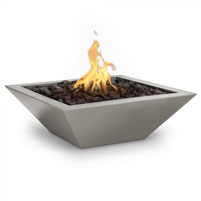 The Outdoor Plus Maya Fire Bowl Powder Coated Pewter Finish with White Background