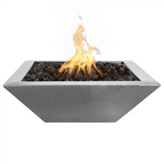 The Outdoor Plus Maya Fire Bowl Powder Coated Silver Finish with White Background