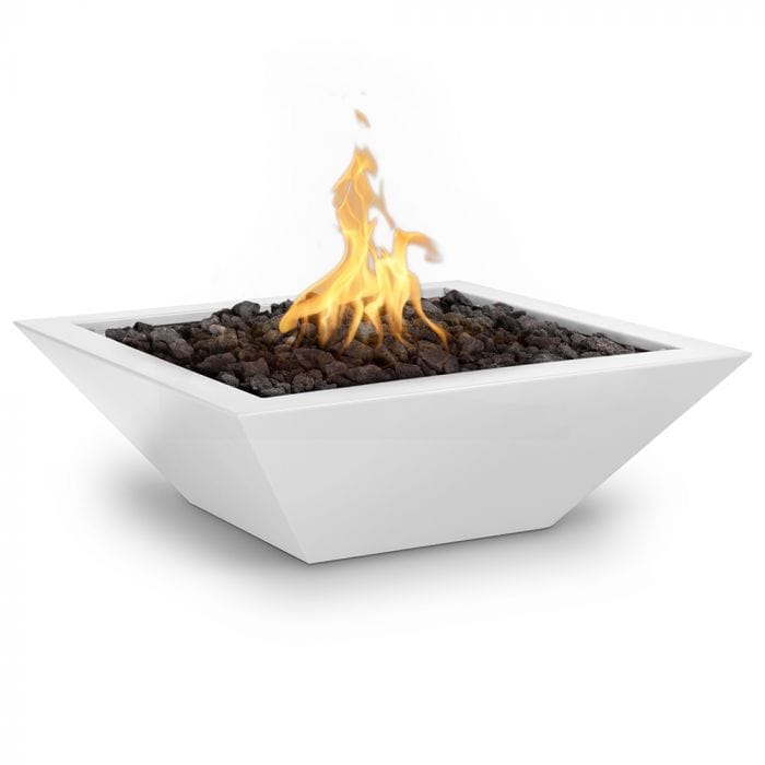 The Outdoor Plus Maya Fire Bowl Powder Coated White Finish with White Background